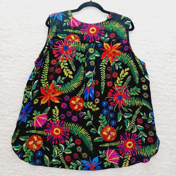 Blouse Size 2X Floral Tropical Whimsycore Fairy Bold Maximalist Vacation Resort - Picture 2 of 16
